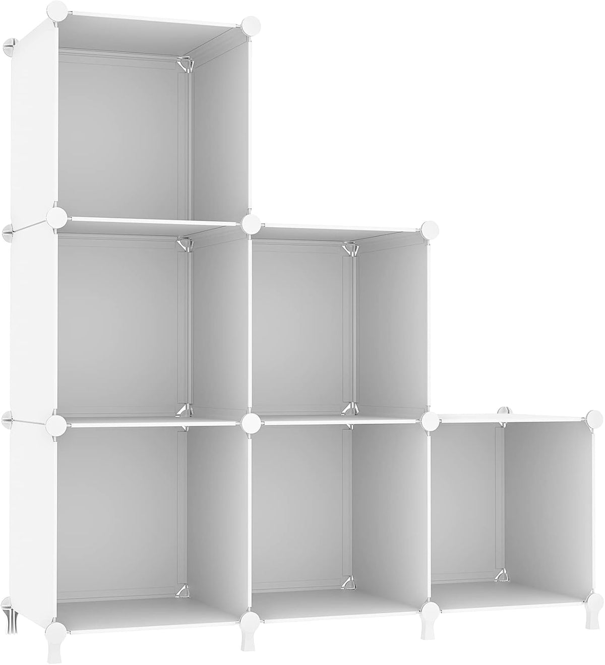 6-Cube Closet Organizer & Storage Shelves, White DIY Stackable Plastic Shelf for Bedroom