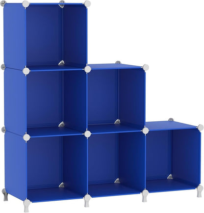 6-Cube Closet Organizer & Storage Shelves, White DIY Stackable Plastic Shelf for Bedroom