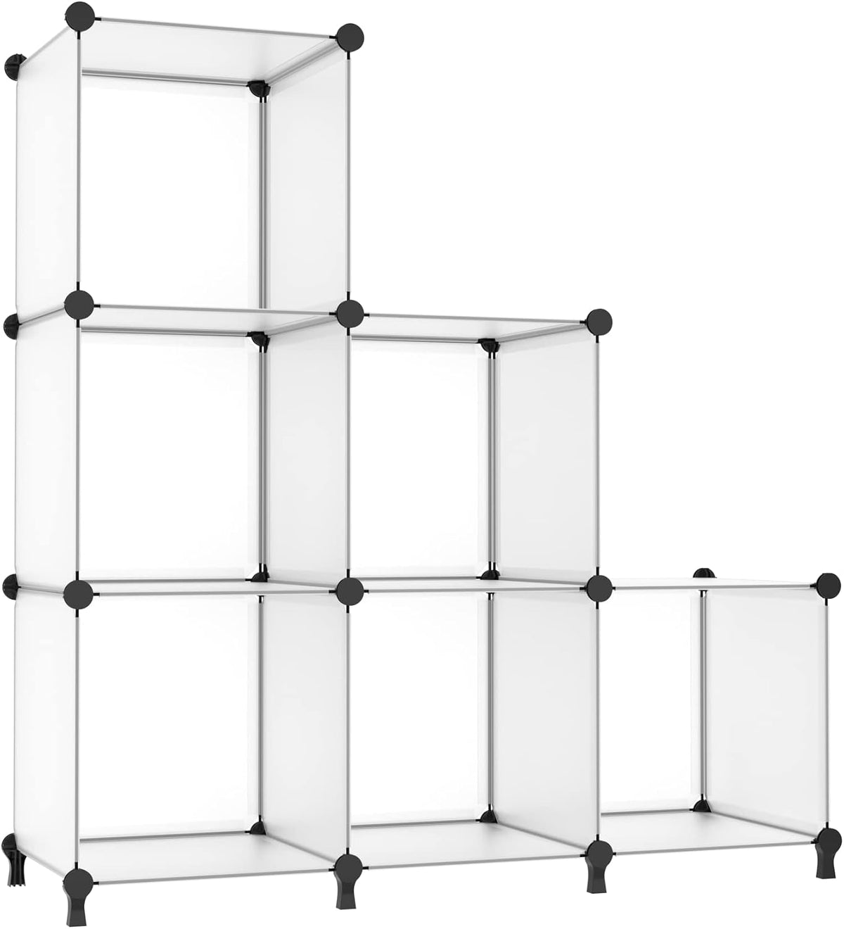 6-Cube Closet Organizer & Storage Shelves, White DIY Stackable Plastic Shelf for Bedroom
