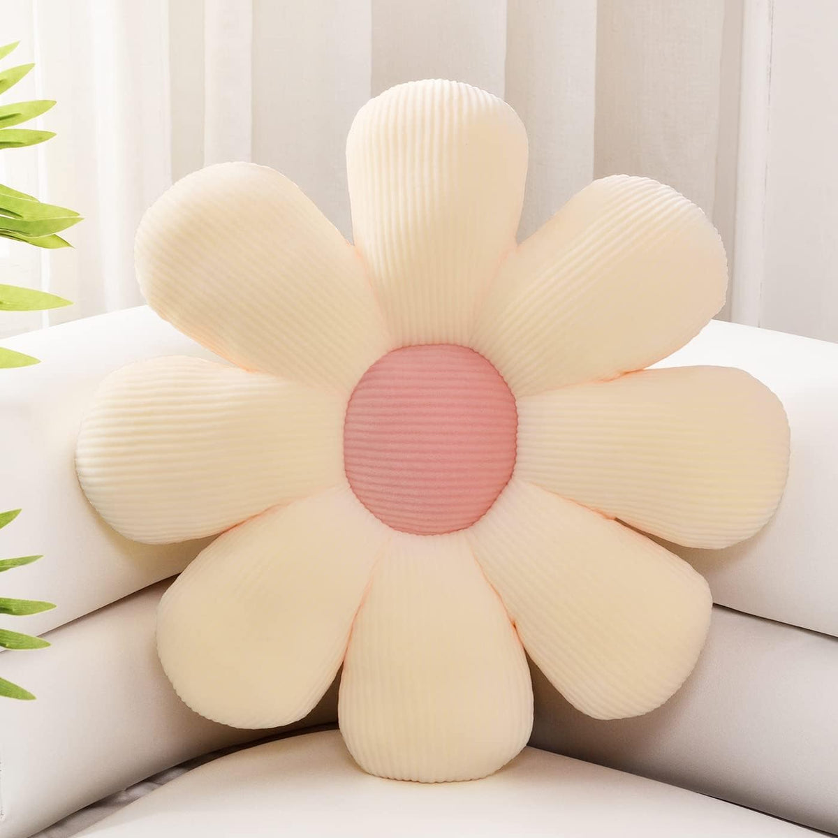 15.7" Flower Throw Pillow, Plush Floor Cushion, Cute Room Decor