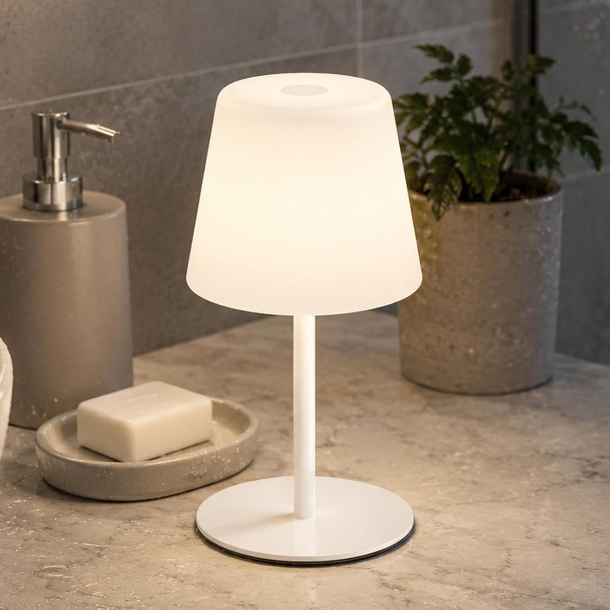 Shower Lamp Rechargeable Waterproof, Cordless Bathroom Light with 4000mAh Battery, IP65, 3 Color Modes, Touch Dimming