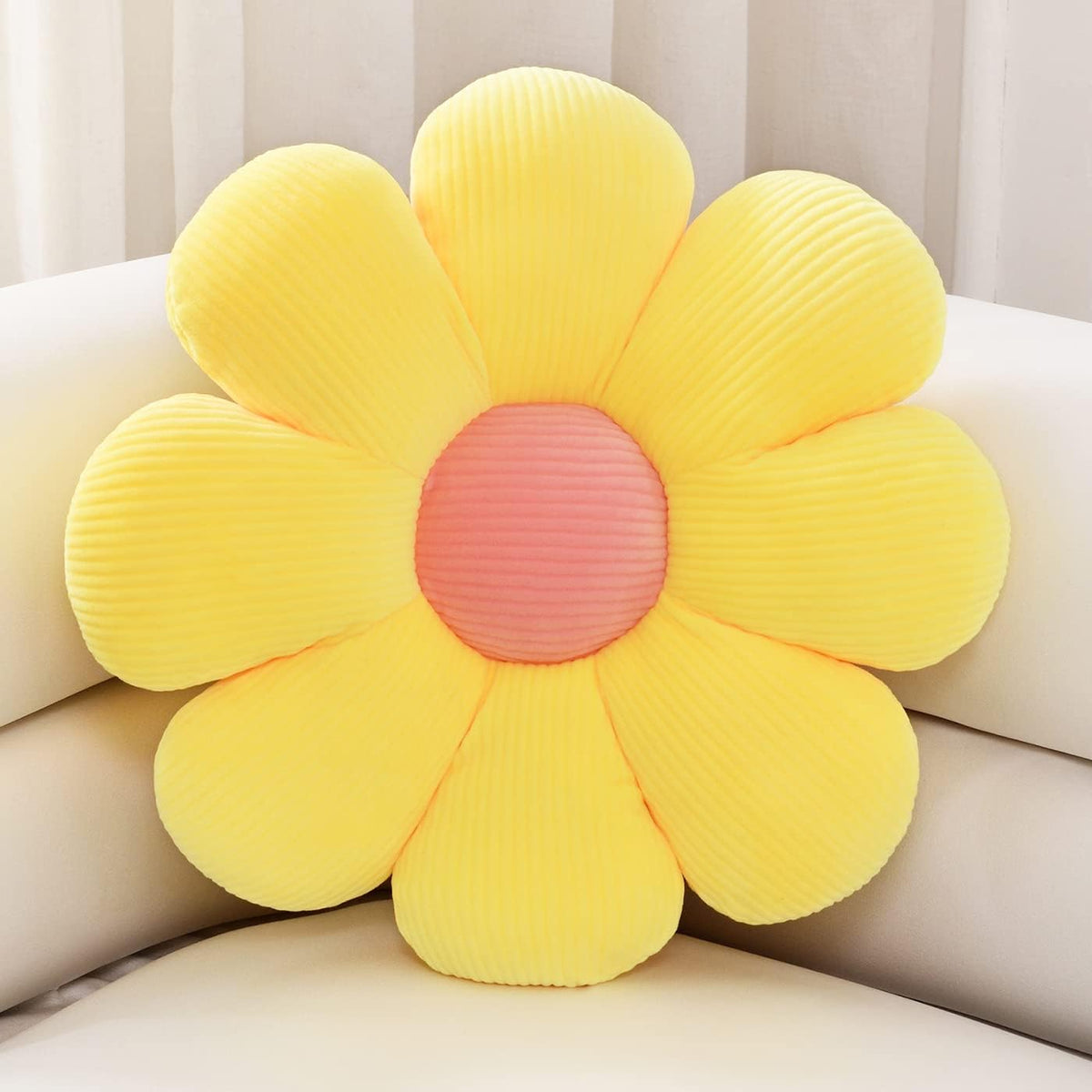15.7" Flower Throw Pillow, Plush Floor Cushion, Cute Room Decor