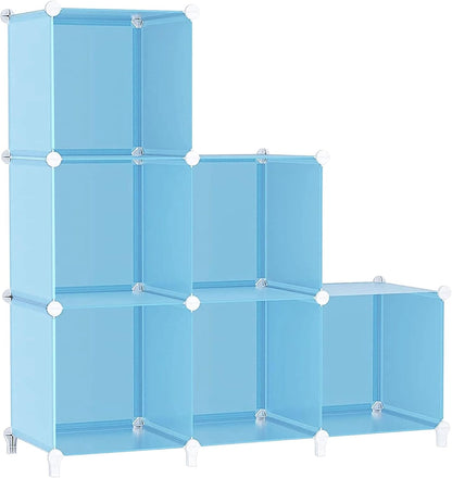 6-Cube Closet Organizer & Storage Shelves, White DIY Stackable Plastic Shelf for Bedroom