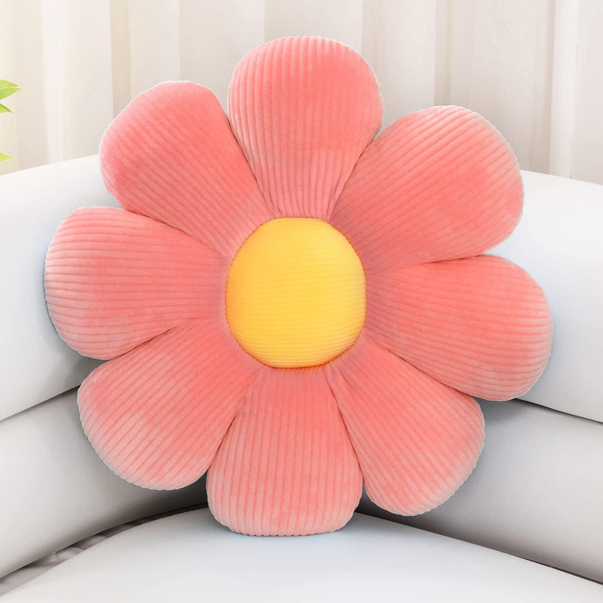 15.7" Flower Throw Pillow, Plush Floor Cushion, Cute Room Decor
