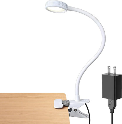 Clip-on LED Book Light – Adjustable Gooseneck, Dimmable, Adapter Included