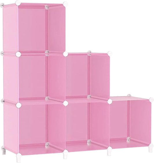 6-Cube Closet Organizer & Storage Shelves, White DIY Stackable Plastic Shelf for Bedroom