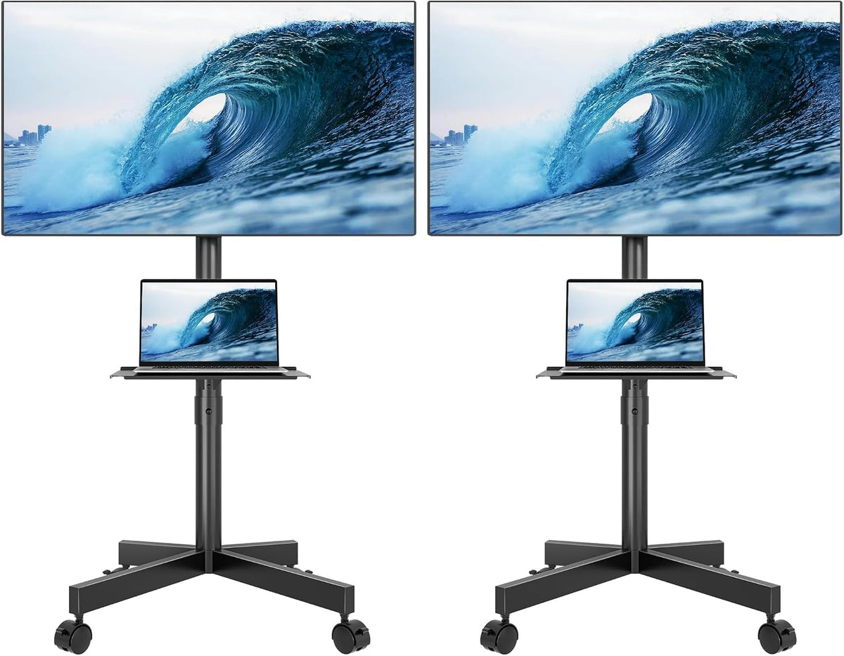 Mobile TV Cart for 23-65" TVs, Height Adjustable with Media Shelf