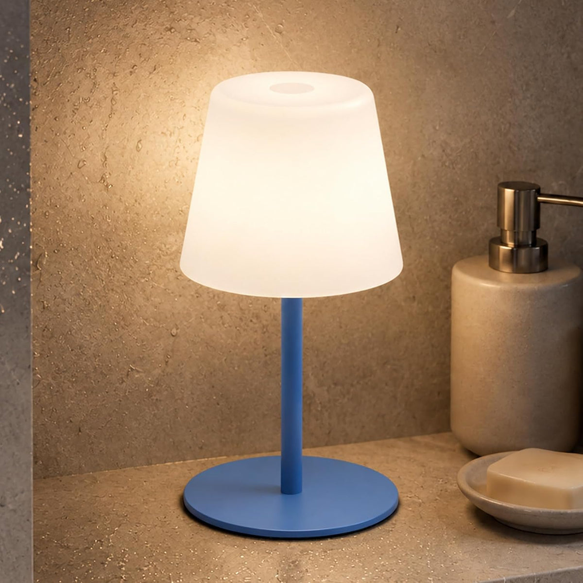 Shower Lamp Rechargeable Waterproof, Cordless Bathroom Light with 4000mAh Battery, IP65, 3 Color Modes, Touch Dimming