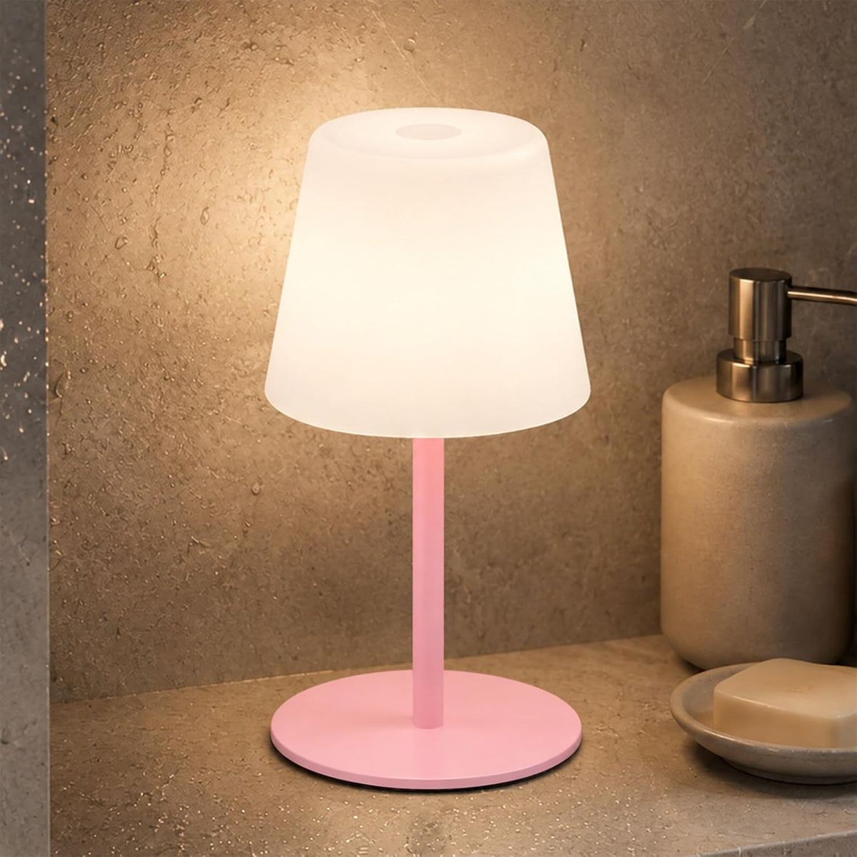 Shower Lamp Rechargeable Waterproof, Cordless Bathroom Light with 4000mAh Battery, IP65, 3 Color Modes, Touch Dimming