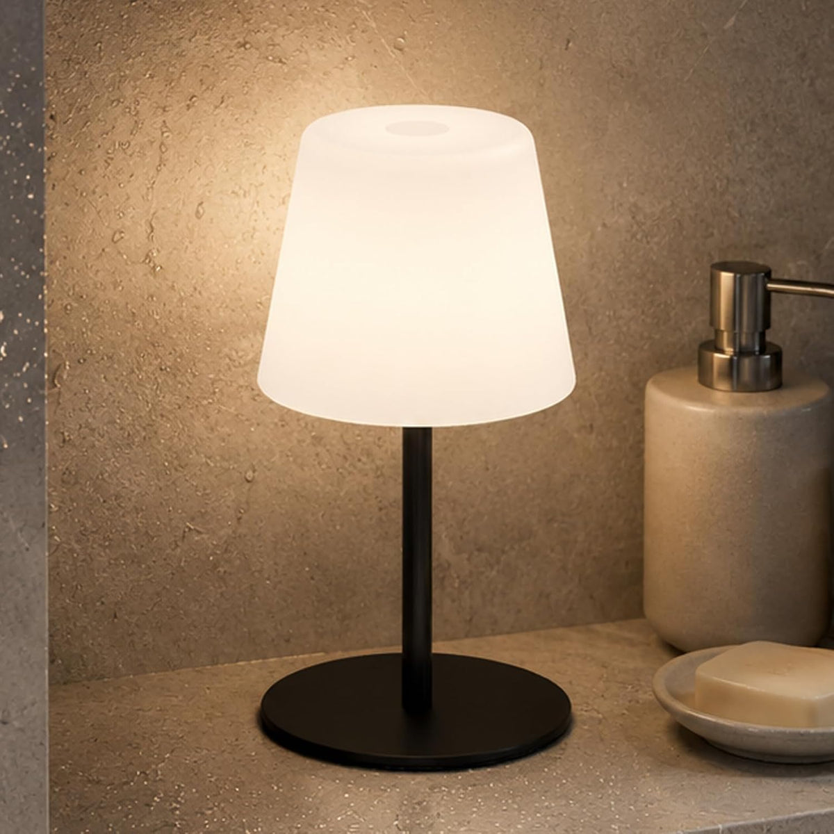 Shower Lamp Rechargeable Waterproof, Cordless Bathroom Light with 4000mAh Battery, IP65, 3 Color Modes, Touch Dimming