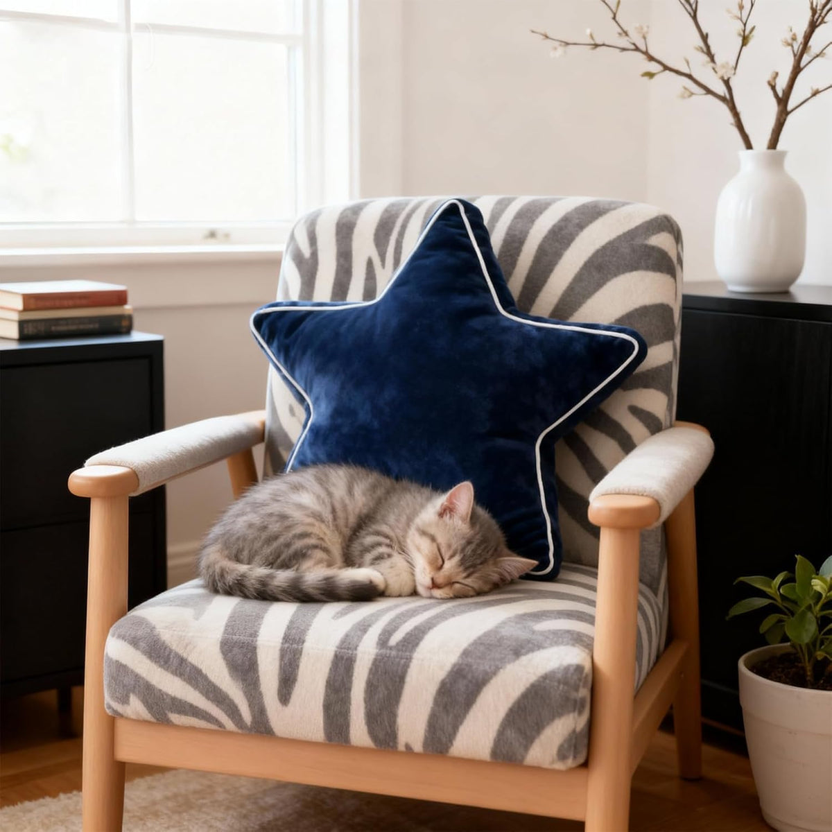 22" Star Pillow, Decorative Throw & Floor Cushion for Sofa, Bedroom
