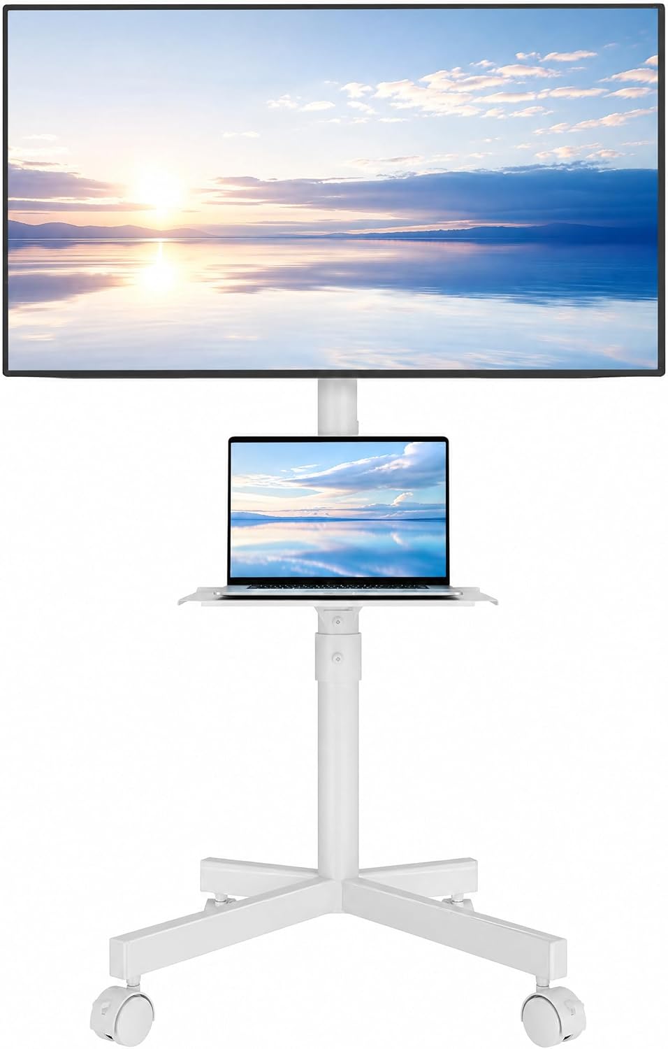 Mobile TV Cart for 23-65" TVs, Height Adjustable with Media Shelf