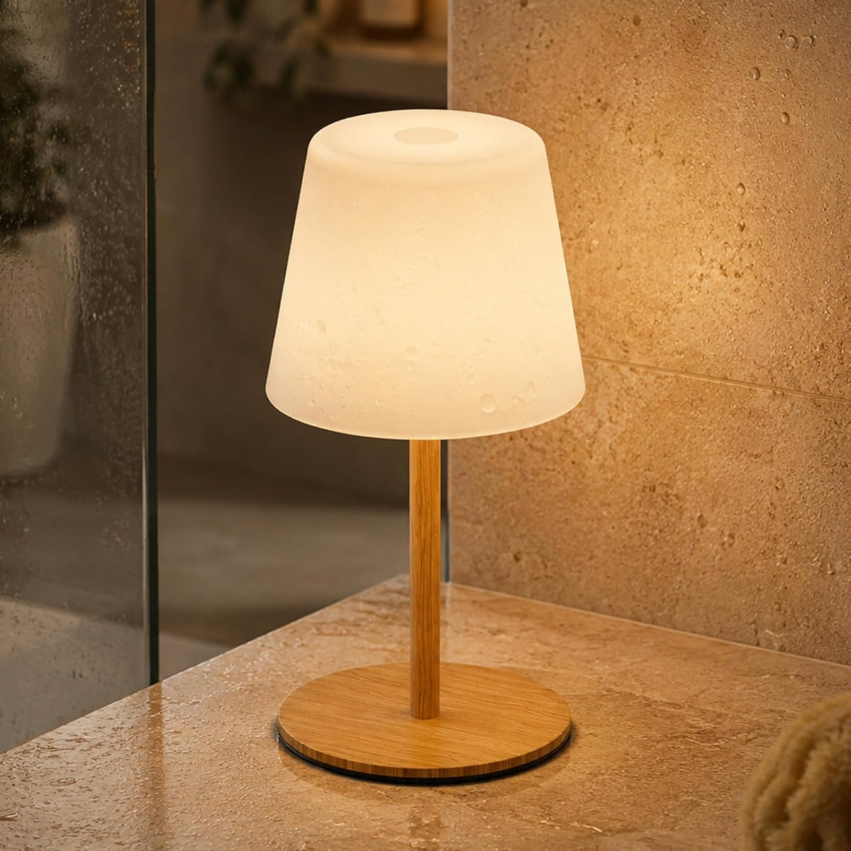 Shower Lamp Rechargeable Waterproof, Cordless Bathroom Light with 4000mAh Battery, IP65, 3 Color Modes, Touch Dimming