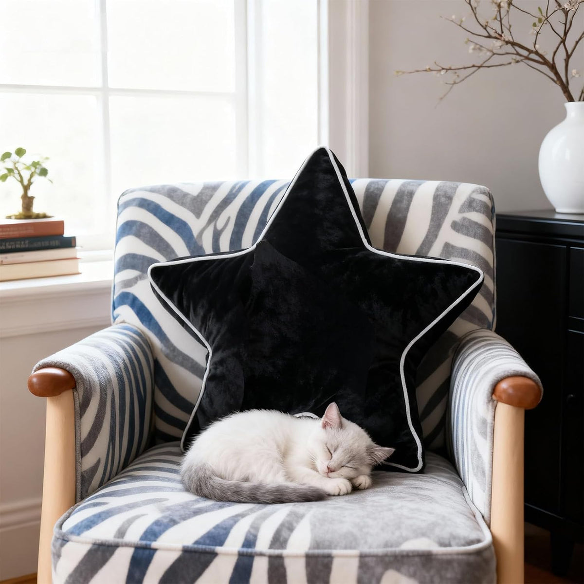 22" Star Pillow, Decorative Throw & Floor Cushion for Sofa, Bedroom