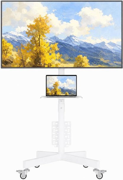 Mobile TV Cart for 23-65" TVs, Height Adjustable with Media Shelf