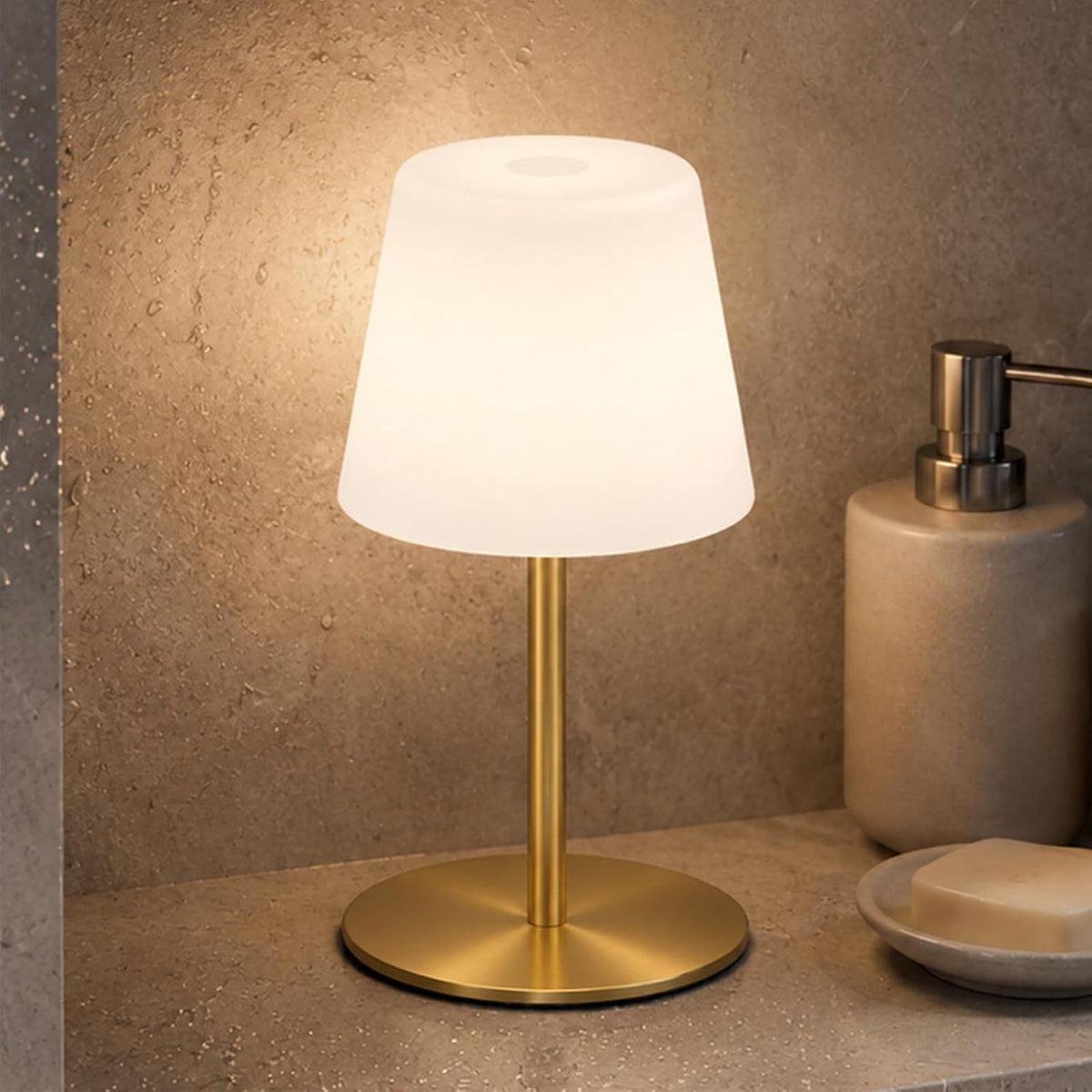 Shower Lamp Rechargeable Waterproof, Cordless Bathroom Light with 4000mAh Battery, IP65, 3 Color Modes, Touch Dimming