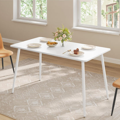 Extendable Dining Table for 4-8 People, 50.1"-70.9" Solid Wood Legs, Mid-Century Modern, Honey Brown