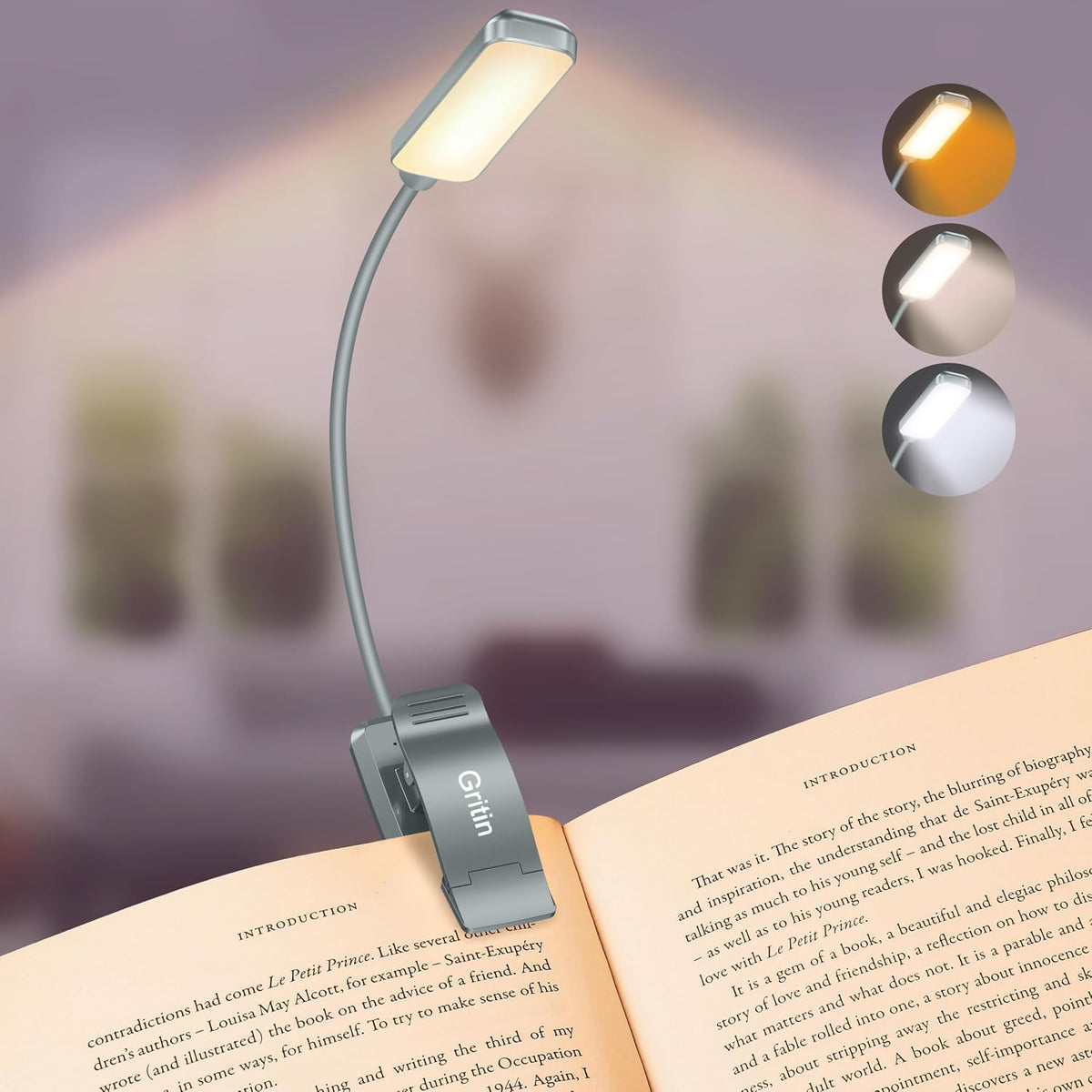 9 LED Book Light – 3 Color Temps, Stepless Dimming, 80 Hrs Runtime