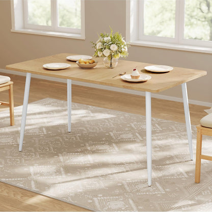 Extendable Dining Table for 4-8 People, 50.1"-70.9" Solid Wood Legs, Mid-Century Modern, Honey Brown