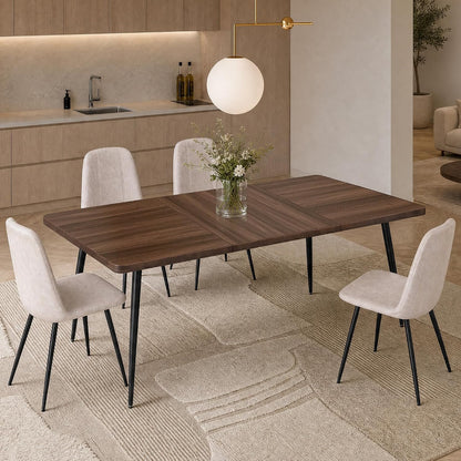 Extendable Dining Table for 4-8 People, 50.1"-70.9" Solid Wood Legs, Mid-Century Modern, Honey Brown